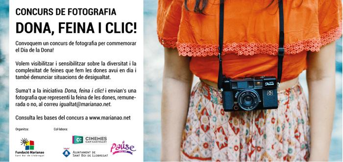 Cartell del concurs de fotografia "Dona, feina i clic" de la Fundació Marianao