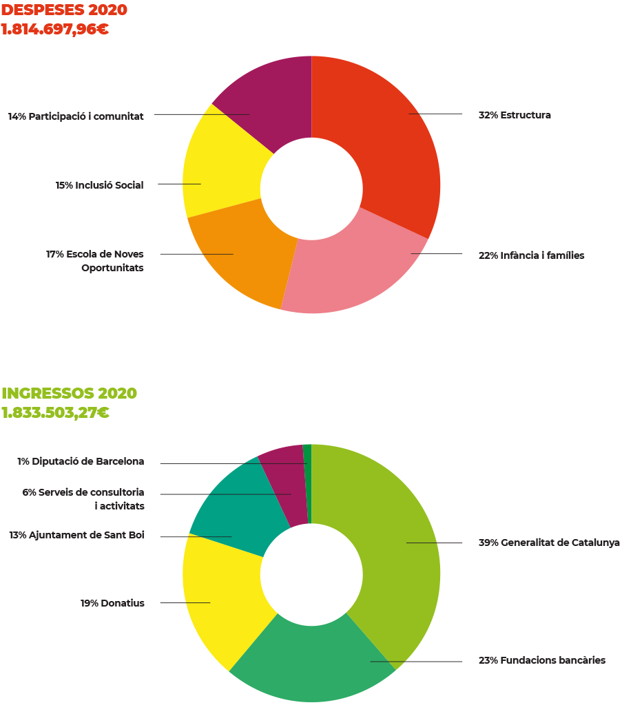 Gràfics d'ingressos i despeses de 2020